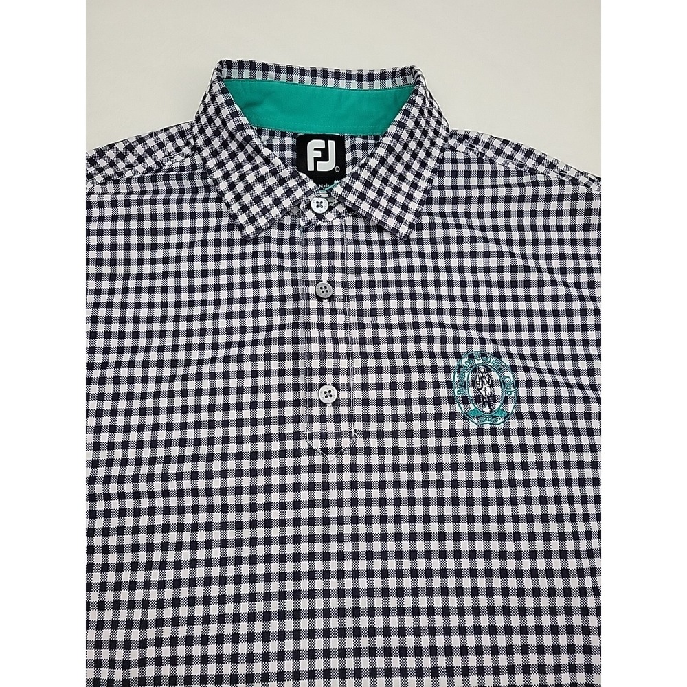 FootJoy FJ Polo Shirt Large Check Bradenton country Golf Club Short Sleeve Mens